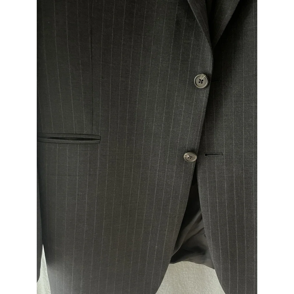 Lauren Ralph Lauren Men's Blazer 46L Charcoal Gray Chalk Stripe Sport Coat‎